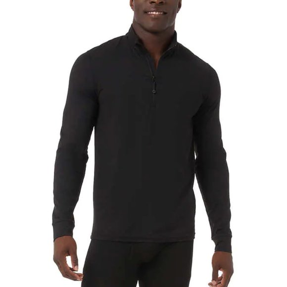NWT 32 Degrees Heat Men's Quarter Zip Base Layer Long Sleeve Black $40 JK039 - Picture 1 of 4